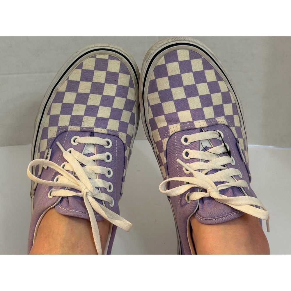 Vans Era Purple Checkerboard Low Top Skate Sneakers Lace Up Canvas Shoes 8.5 10